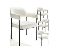 Fauteuil rembourré Lot de 4 Tissu blanc cassé/noir