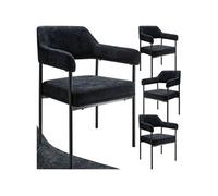 tectake® Lot de 4 Chaises de Salle à Manger rembourrées Modernes Chaise Tissu Fauteuil Salon Style Scandinave Pieds en Acier Élégant avec Accoudoirs Chaise pour Coiffeuse, Chambre, Coiffeuse