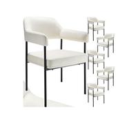 Fauteuil rembourré Lot de 6 Tissu blanc cassé/noir