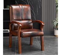 Fauteuil rembourré moderne du milieu du siècle, chaise longue élégante avec cadre en bois massif et accents en cuir, parfaite pour salon, chambre à coucher, lecture et relaxation (marron, 59 x 59 x