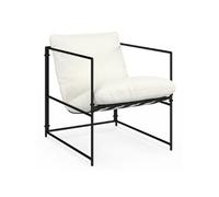 IDMarket – Fauteuil rembourré ULYSSE – structure métal et coussin blanc