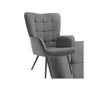 Chaise - TECTAKE - Fauteuil HYGGE rembourré en acier et polyester à l'aspect matelassé, 72 x 76 x 100,5 cm - Anthracite/Noir