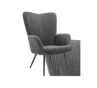 Fauteuil rembourré Velours côtelé large anthracite/noir
