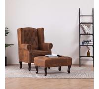 Fauteuil Repose-pied Cuir Artificiel Marron Foncé Salon Canapé Chaise vidaXL