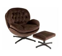 Fauteuil & Repose-Pieds "Relax" 88cm Marron Foncé