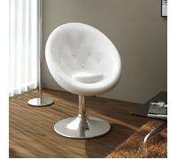 Fauteuil rétro capitonné blanc pied Tulipe chromé - VIDAXL - Fauteuil - Vintage - Relaxation