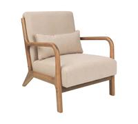 Fauteuil Rétro Classique avec Accoudoirs et Coussins Pieds en Bois d'Hévéa