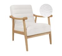 Fauteuil Rétro en Boucé Rembourré Cadre en Bois Salon Chambre à Coucher Blanc Le
