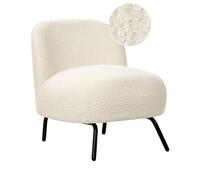 Fauteuil Rétro en Bouclé Meubles de Salon Bureau Chambre Blanc Cassé Kumla