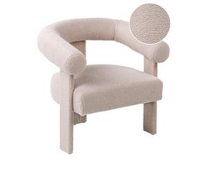 Fauteuil Retro en Bouclé Pieds Rembourrés Meuble de Salon Beige Clair Ilbro