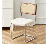 Fauteuil rétro en rotin avec cadre en acier inoxydable et cuir synthétique, parfait pour les sièges de cuisine et de salon, décoration d'intérieur moderne