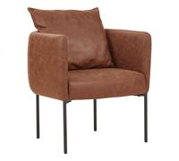 Fauteuil Rétro en Similicuir avec Coussin Pieds en Fer Noirs Marron Malmos