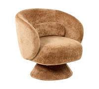 Fauteuil Rétro en Tissu Chenille Pivotant Meubles de Salon Bureau Chambre Marron