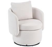 Fauteuil Retro en Tissu Dossier Incurvé Pivotant à 360° avec Espace de Rangement