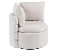 Fauteuil Retro en Tissu Dossier Incurvé Pivotant à 360° avec Espace de Rangement