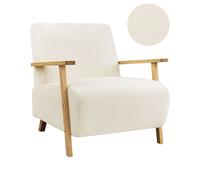 Fauteuil Rétro Moderne en Bou vec Accoudoirs Beige Clair Lesja