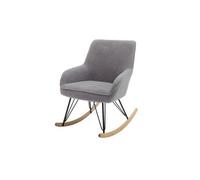 Fauteuil rocking chair bouclette gris avec pieds en hêtre - FA16024