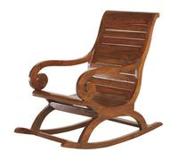 Fauteuil Rocking chair en bois marron - Ethnique - MACABANE - 56 x 110 x 97 cm