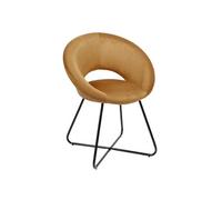 KONAE - Fauteuil Rond Ajouré en Velours Côtelé Ocre - Altobuy Orange