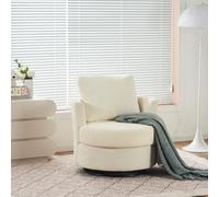 Fauteuil rond pivotant avec oreiller et coussin épais pour salon/chambre à coucher