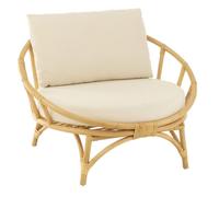 J-Line Fauteuil rond rotin Howard – Coussin 98 cm pivotant avec têtière – Beige