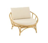 J-Line Fauteuil rond rotin Howard – Coussin 98 cm pivotant avec têtière – Beige