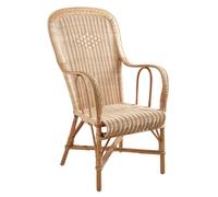 AUBRY GASPARD - Fauteuil en Rotin Dossier Haut Naturel - Manau et Moelle de Rotin - 54 x 58 x 102 cm - Accoudoirs 27 cm - Assise 43 cm - Extérieur Compatible - Artisanale, Léger, Recyclable