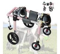 Fauteuil Roulant 4 Roues pour Chiens, Chariot réglable avec Aide à la Marche et à la mobilité, attelle légère pour Pattes et Hanches pour Chiens de Petite, Moyenne et Grande Taille (Rose, XL
