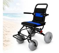 Fauteuil Roulant De Plage Tout Terrain, Fauteuil Roulant Pliable Avec Pneus Ballons Pour Sable Mou, 12 Pouces Et 9 Pouces, Capacité De 220 Lb, Roues À Démontage Rapide, Accoudoirs Et Repose-pieds