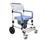 Fauteuil roulant de salle de bain roulant - Hauteur réglable, avec roulettes Siège de toilette roulant Capacité de poids Chaise de lit mobile de 330 livres - Idéal pour les voyages