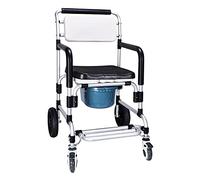 Fauteuil roulant de salle de bain roulant - Hauteur réglable, avec roulettes Siège de toilette roulant Capacité de poids Chaise de lit mobile de 330 livres - Idéal pour les voyages