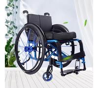 Fauteuil Roulant De Sport For Adultes Ultra Léger, Chaise De Transport Tout-terrain Pliable En Alliage D'aluminium Avec Démontage Des Roues En Un Clic(Blue,42cm/16.5in)