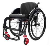Fauteuil roulant de sport pliable en alliage d'aluminium léger, assise plus large, jantes en magnésium, roues pivotantes, freins à main de type ciseaux, tout-terrain(Black,46cm)
