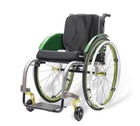 Fauteuil Roulant de Transfert Ultra Léger (9.9kg) Lèger, Autopropulsé | Frein manuel, Repose-pieds, Aluminium, Pliant, Dossier rabattable, Ultraléger(Green,14.9in Seat Width)