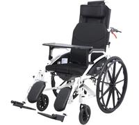 Fauteuil roulant de transport haut dossier Appui-tête amovible Fauteuil roulant de voyage inclinable Fauteuil roulant portable pliant Scooter de mobilité adulte Fauteuil roulant de transport