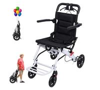 Fauteuil roulant de transport léger et pliable pour adultes et personnes âgées, fauteuil roulant de transport portable avec cadre en acier au carbone et ceinture de sécurité réglable, fauteuils