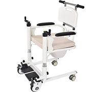 Fauteuil roulant de transport portable à domicile avec élévateur de patient à siège divisé à 180 ° pour maison de chevet portable avec dossier et pot de douche, toilettes pour personnes âgées paralysé