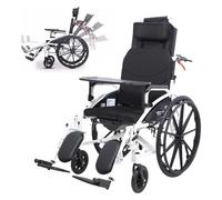 Fauteuil roulant de voyage，Chaise de transport， Fauteuil roulant inclinable, fauteuil roulant léger et pliable en acier au carbone, autopropulsé