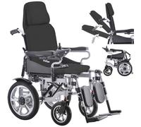 Fauteuil roulant électrique pliable avec portée de 35 km, moteurs doubles de 500 W, capacité tout-terrain, dossier réglable et contrôle par joystick à 360°