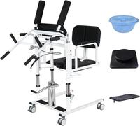 Fauteuil Roulant Élévateur Hydraulique Patient, Fauteuil De Transfert Patients Avec Roulettes Pour Maison, Siège Divisé À 180°, Aide Au Transfert Pour Personnes Âgées, Hauteur Réglable (Black, A)