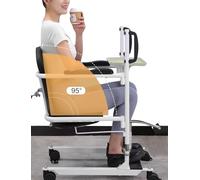 Fauteuil Roulant Élévateur Patient Fauteuil de transfert élévateur pour patients, en acier, hauteur réglable, avec 4 roues verrouillables, repose-pieds confortable, avec siège divisé, non ad