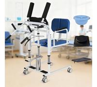 Fauteuil roulant hydraulique pour patient avec hauteur réglable et siège divisé à 180° pour transfert de mobilité des personnes âgées