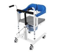 Fauteuil roulant hydraulique pour patient, hauteur réglable, siège divisé à 180° avec plateau de lit, chaise de transfert multifonctionnelle pour familles, maisons de soins infirmiers, hôpitaux (bleu)