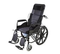 Fauteuil roulant inclinable avec dossier haut et chaise percée - Design pliable et portable pour adultes - Utilisation intérieure et extérieure - Transport mobile confortable
