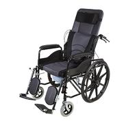 Fauteuil roulant inclinable complet pour adultes - Chaise percée inclinable à dossier haut - Chaise roulante mobile pliable et confortable pour le déplacement