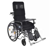 Fauteuil roulant inclinable et bras de bureau amovibles, capacité de 220 lb, dossier haut et appui-tête amovible, réglage à 90-180 ° (D)