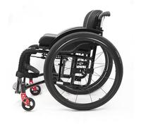 Fauteuil roulant léger en alliage d'aluminium - Chaise de transport pliable avec freins à main et roues arrière à dégagement rapide - Aide à l'auto-mobilité pour adultes, noir, largeur du siège 36 cm