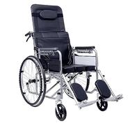 Fauteuil roulant pliable entièrement inclinable avec dossier haut, cadre en alliage d'aluminium, supporte 120,2 kg pour une utilisation portable et douche