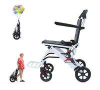 Fauteuil Roulant Pliable Léger, Chaise Roulante Pliable de Voyage en Acier Carbone avec Ceinture Sécurité et Poignée Télescopique, Roues Arrière 30cm, Pour Adulte, Pour Avion & Coffre (40cm Largeur)