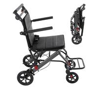 Fauteuil roulant pliable léger pour voyage, chaise de transport pliable avec accoudoirs et repose-pieds amovibles, capacité de charge de 100 kg pour adultes, idéal comme cadeau